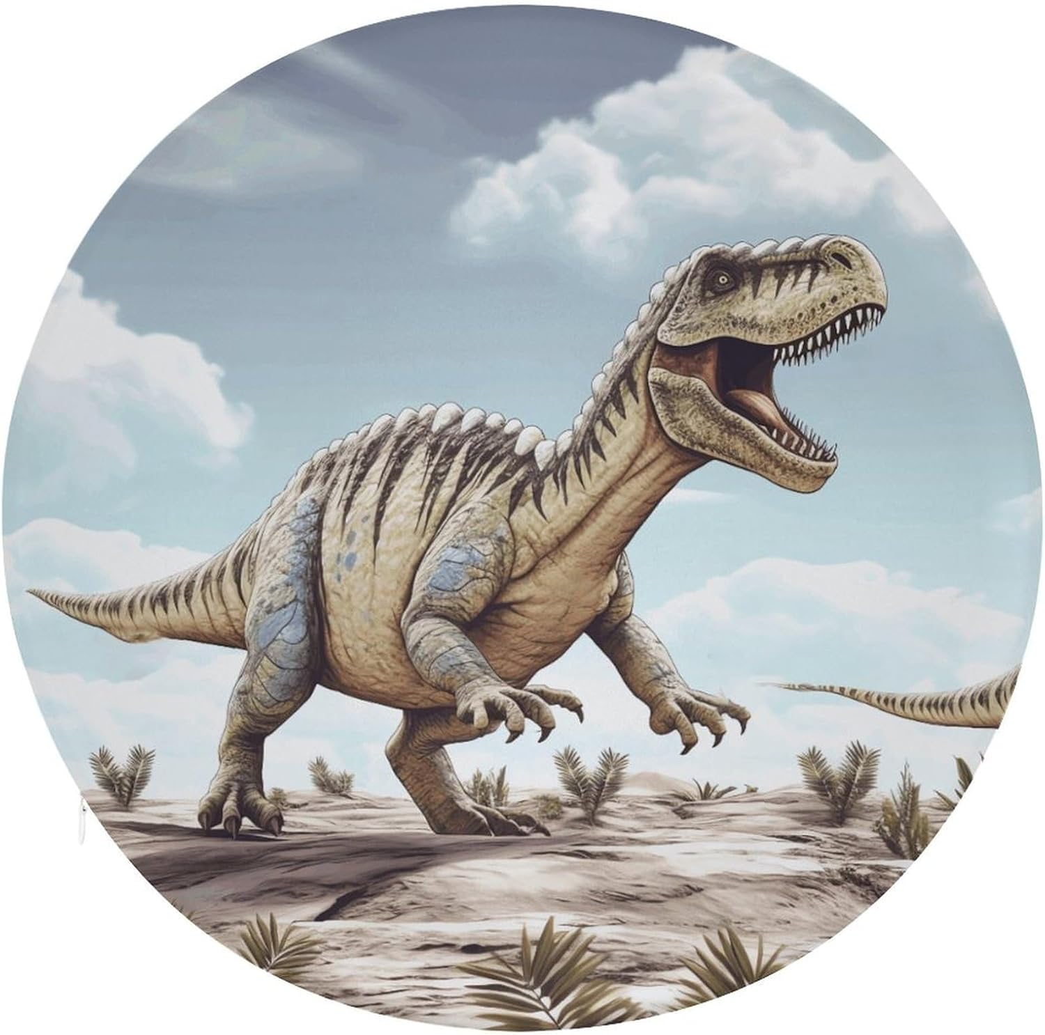 Round Cushion, Dinosaur Walking Dinosaur Walking Soft Round Chair Pad,Memory Foam Seat Cushion for Garden Patio Home Kitchen Office.