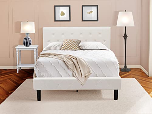 East West Furniture NL19F-1BF14 2 Piece Bedroom Set - 1 Full Bed White Velvet Fabric Headboard and 1 Nightstand Bedroom - Urban Gray Finish Nightstand