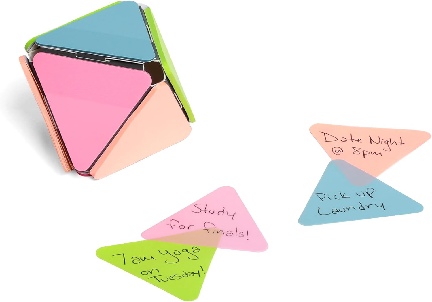 Poppin Sticky Notes Ball - Triangular Sticky Notes Set, Pastel Sticky Notes, Transparent Sticky Notes, 8-Sided Memo Ball with 4 Colors