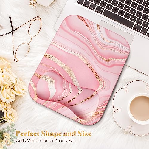 Gimars Elongate Smooth Lycra Fabric Ergonomic Mouse Pad Wrist Support, Gel Memory Foam Cushion Set Keyboard Wrist Rest, Pain Relieve for Computer, Laptop, Office, Home, Gaming, Black Golden Marble