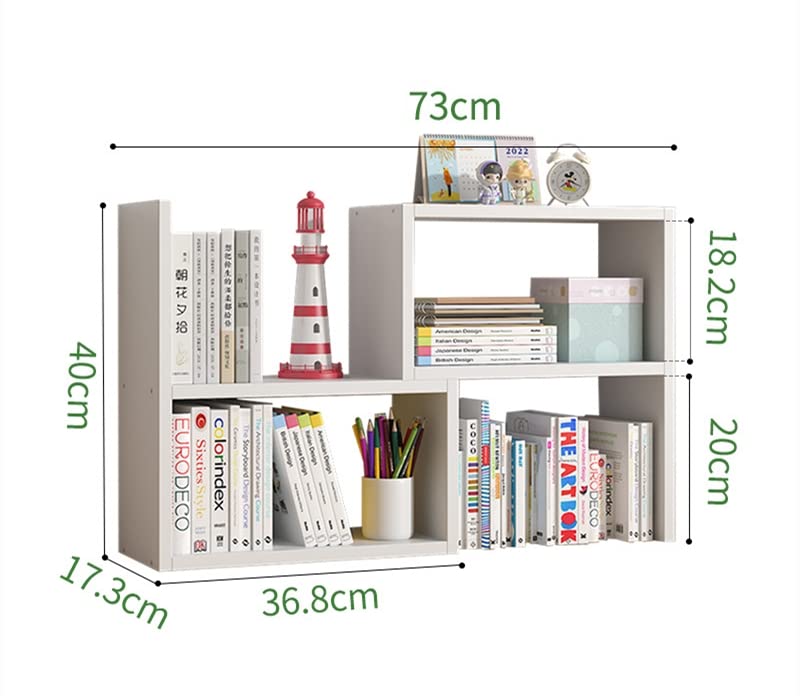 Catekro Desktop Bookshelf, Desktop File Organizer, Office Bookshelf Adjustable Wooden Display Shelf Book Shelf Layered Data Organizer Office Supplies Stationery Suitable for Home Office (White)