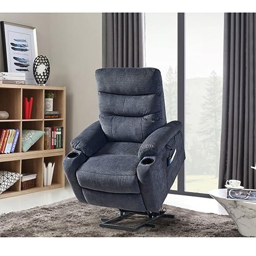 INMOZATA Electric Power Lift Massage Recliner Chair for Elderly Flannel Lazy Boy Reclining Sofa for Adults with Heat, 3 Positions, 2 Side Pockets and Cup Holders,Dark Gray