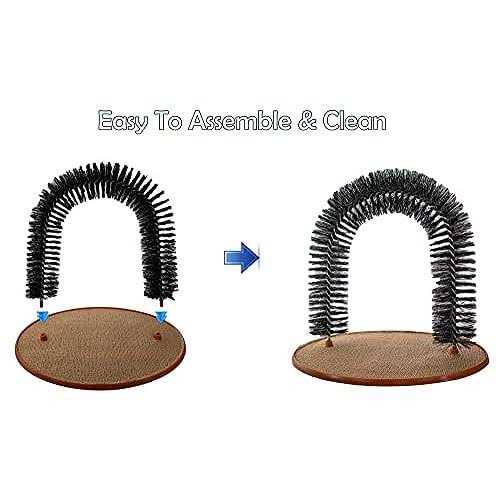 Perfect Cat Grooming Arch with Bag of Catnip Self Scratcher And Massager Brushing Post Reduces Shedding & Hair Balls - Pet Supplies online store
