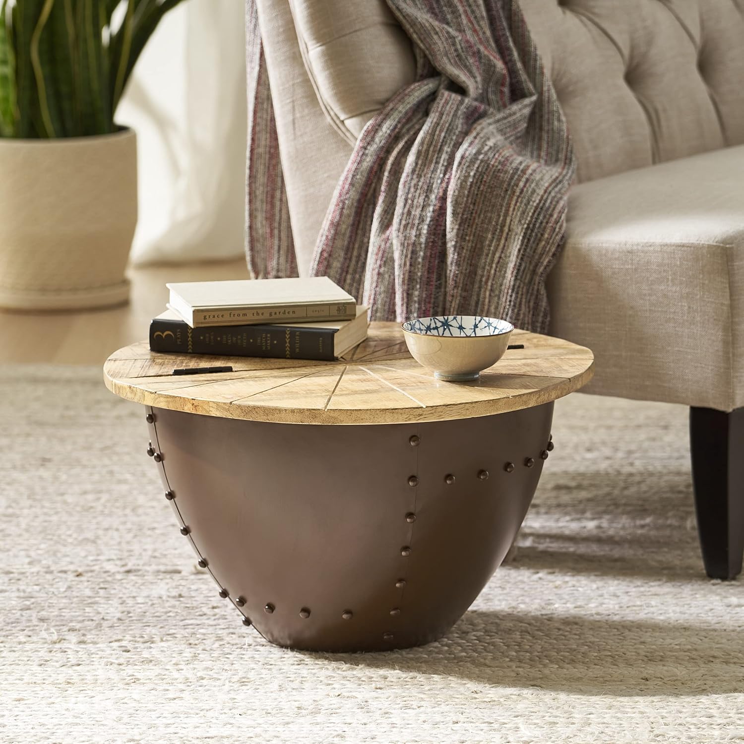 Christopher Knight Home Mabel Coffee Table, Natural, Black