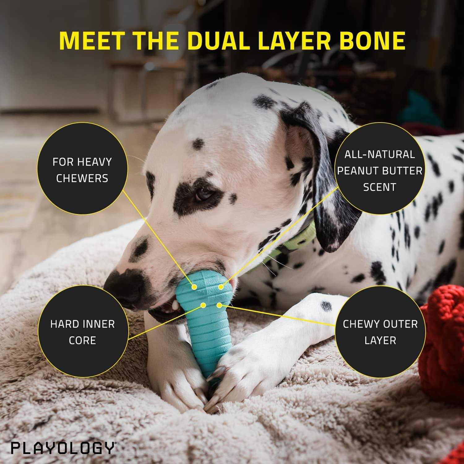 Playology Dual Layer Bone Peanut Butter Dog Toy - Pet Supplies online store