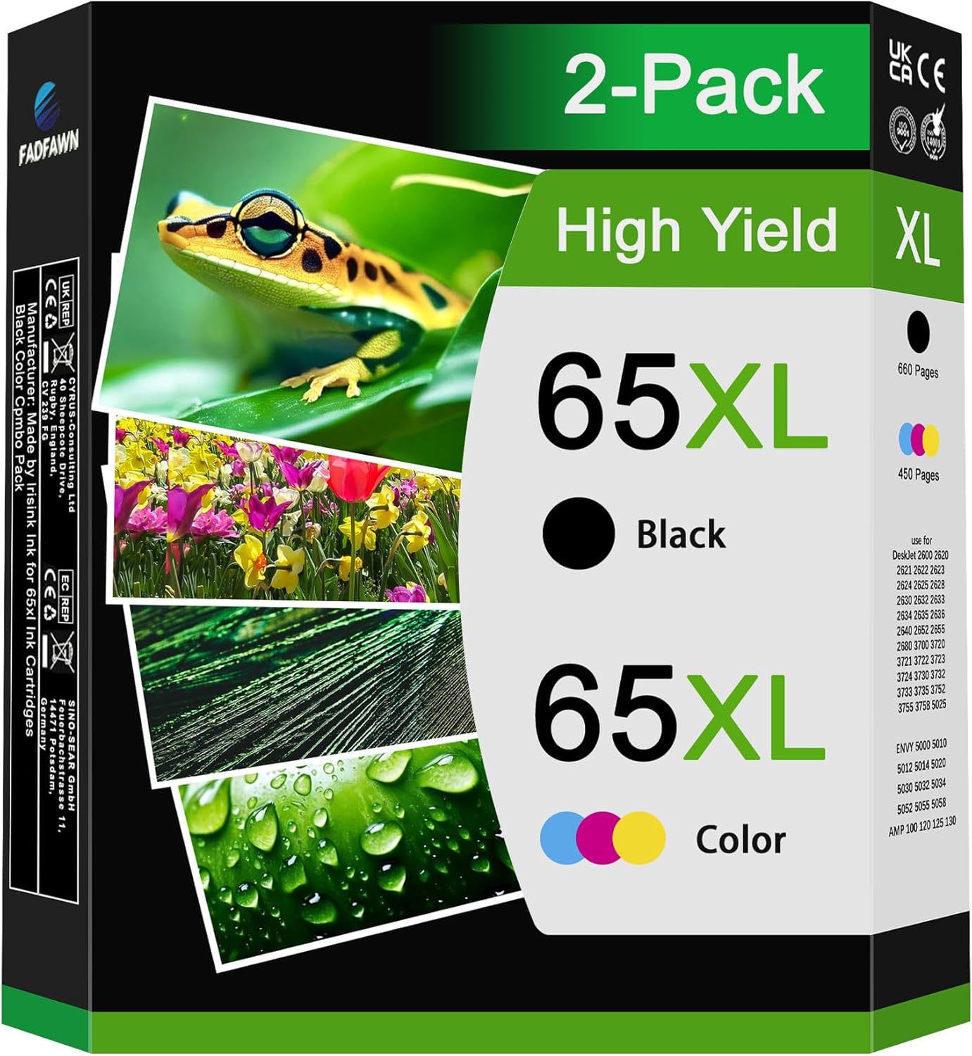 65XL Ink Cartridges Black/Color Combo Pack (2-Pack) - for HP 65XL Ink Cartridge Replacement for HP Ink 65 XL Color Deskjet 3755 3700 3722 2600 2622 Envy 5055 5000 5070 5012 Printer