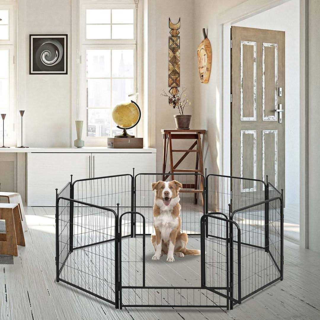 32'' H 8 Panel Metal Exercise Pen with Pet Door Lifetime Home - Pet Supplies online store
