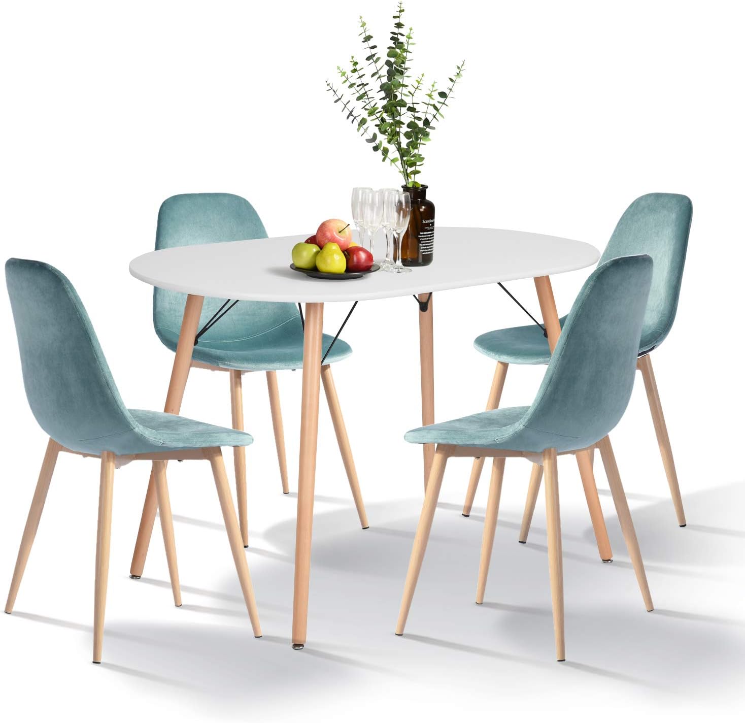 Dining Table Mid Century Modern Kitchen Table White Simple Table for Home Office Kitchen Living Room Bistro Cafe, Computer Writing Desk, Table only