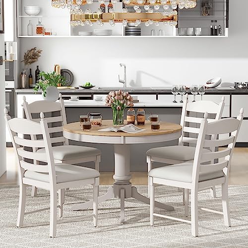 5 Piece Dining Table Set for 4, 1 Extendable Table (42
