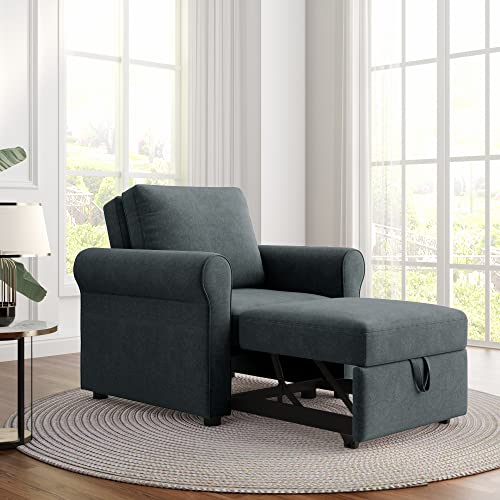 3-in-1 Convertible Sofa Bed Chair, Pull Out Sofa Chair Adjustable Multi-Functional Sleeper Sofa Comfy Reading Chair Teal
