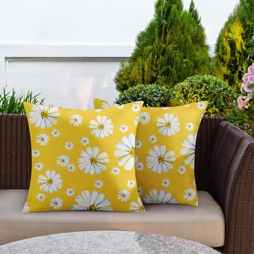 Seashells Sea Outdoor Waterproof Throw Pillow Covers 18 x 18 Inch Set of 2, Ocean Starfish Beach Pillowcase Square Cushion Case, Farmhouse Garden Decorative Pillows for Couch Beach Patio