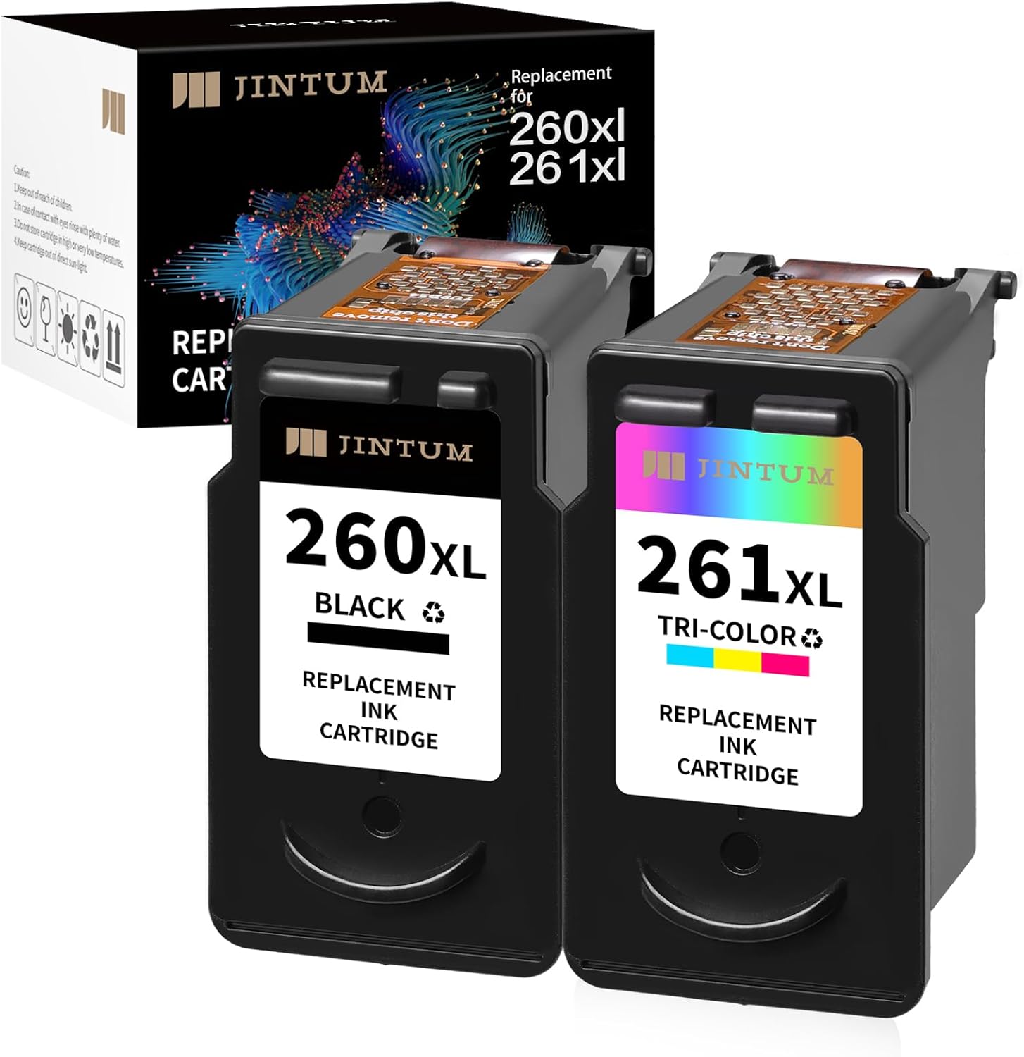JINTUM Compatible Ink Cartridges Relacement for Canon 260 and 261 Ink Cartridge for TS6420a TS6420 TR7020a TR7020 TS5320 Printer Ink (1 Black, 1 Tri-Color)