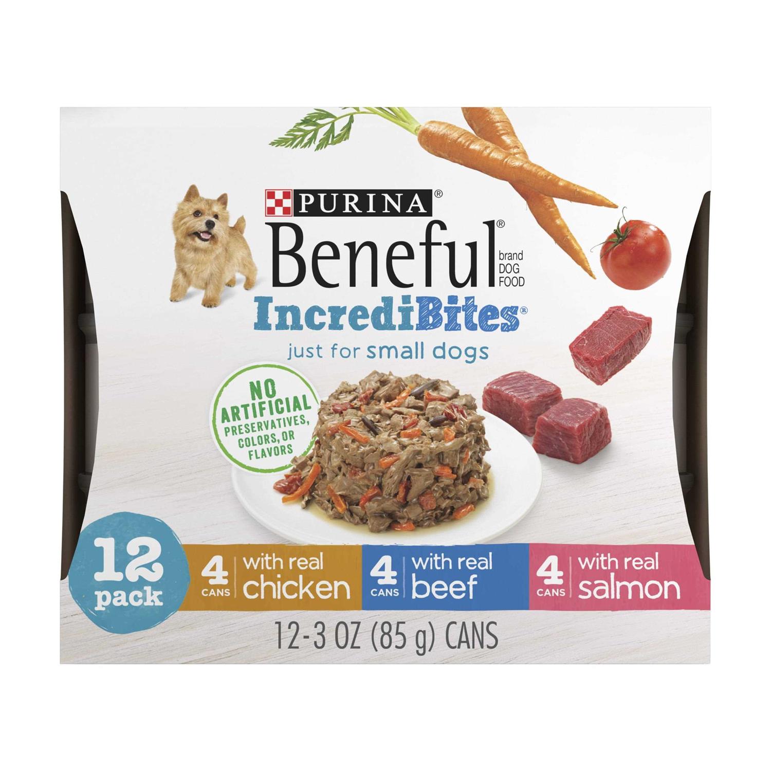 Beneful IncrediBites Chicken Beef & Salmon Variety Pack Wet Small Dog Food Cans - Pet Supplies online store