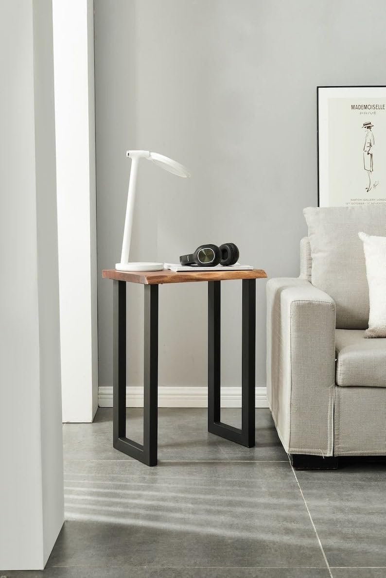 End Table - Tropical Hardwood, End Table, Side Table, Modern End Table, Solid Wood End Table with U Shaped Legs