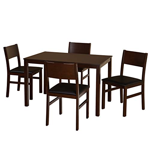Lucca Modern Rustic Dining Room Chair, 5 Piece, Espresso/Black