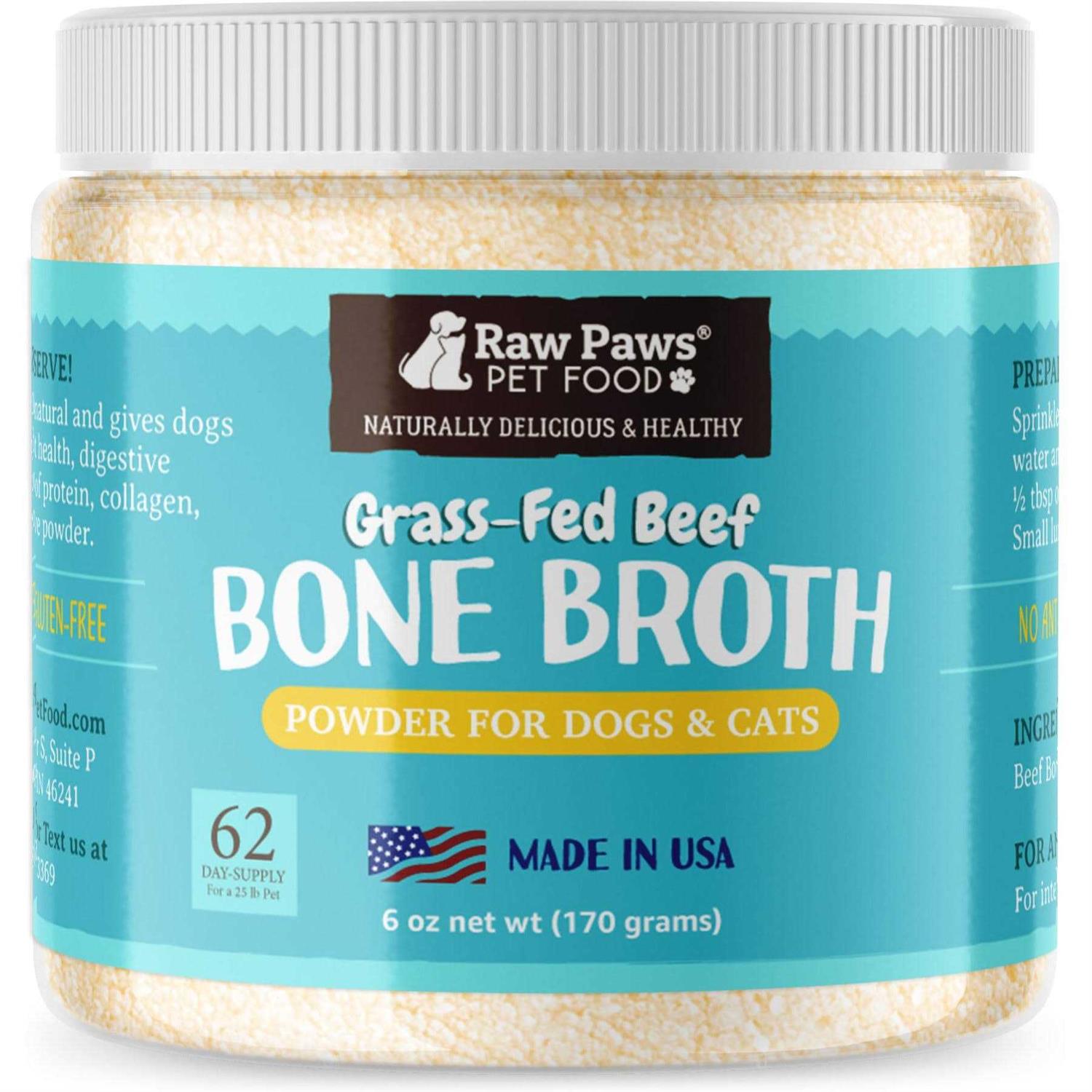 Raw Paws Grass-Fed Beef Bone Broth Powder Dog & Cat Food Topper - Pet Supplies online store