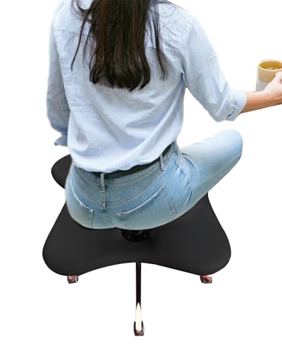 Cross Legged Office Chair Heavy Duty Kneeling Chair Load 400 Lb, Height-adjustable 2 Cushions Yoga Desk Recliner, Meditation Stool for Praying/Massage/Bedroom (Color : Grey color)