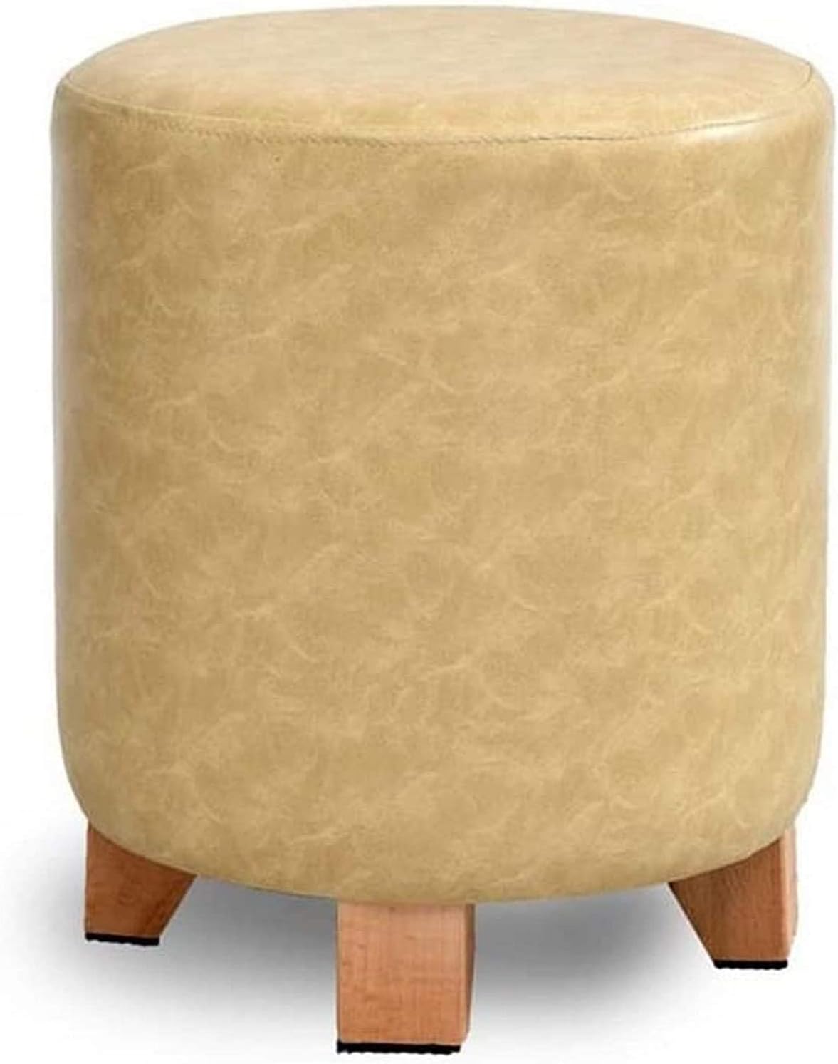Storage Footstool Solid Wood Shoes Stool lstered Footstool Footrest Leather Dressing Stool/Makeup Stool Dining Chair Small Seat Foot Rest Chair Beige lst