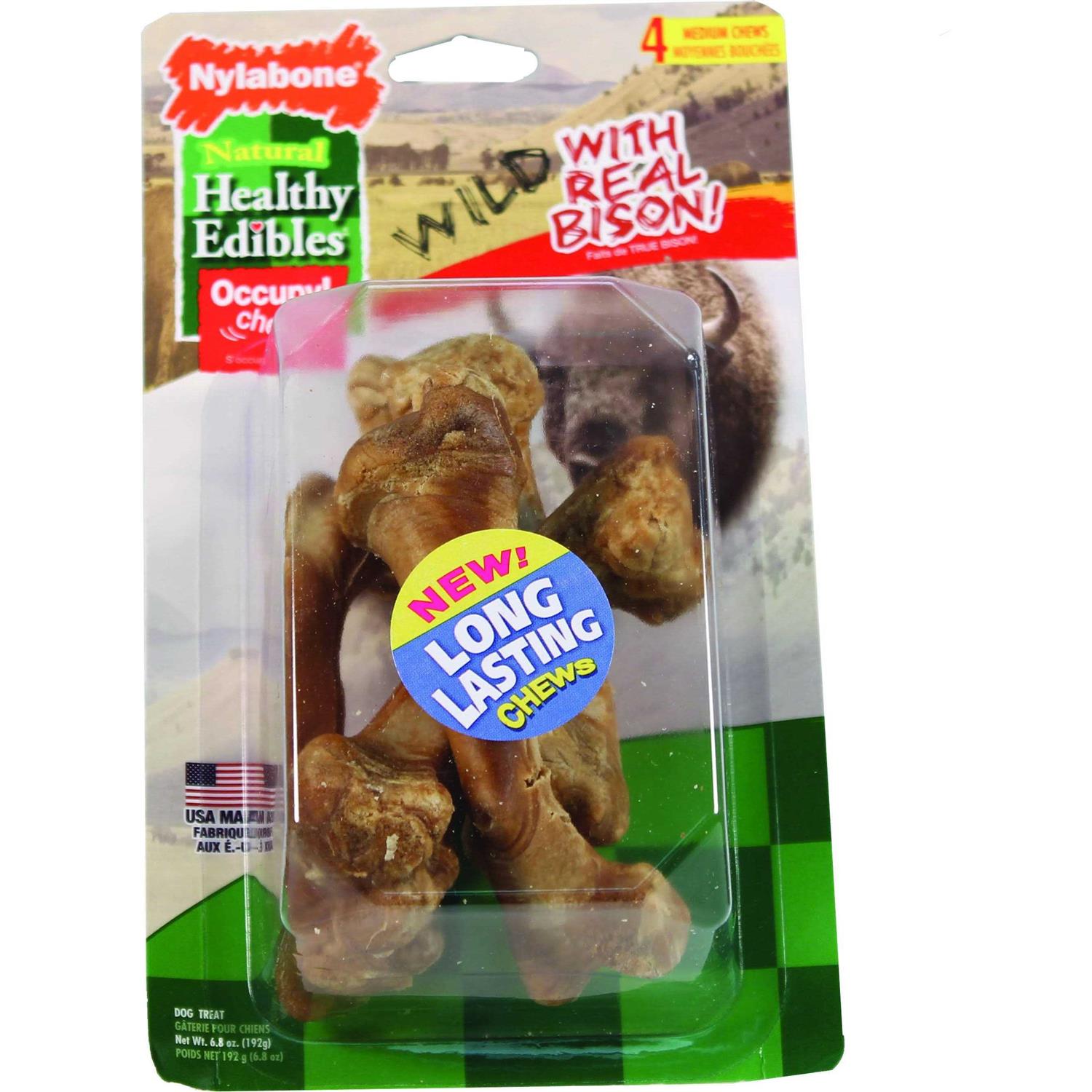 Nylabone Healthy Edibles Wild Natural Bison Chew Treats - Pet Supplies online store