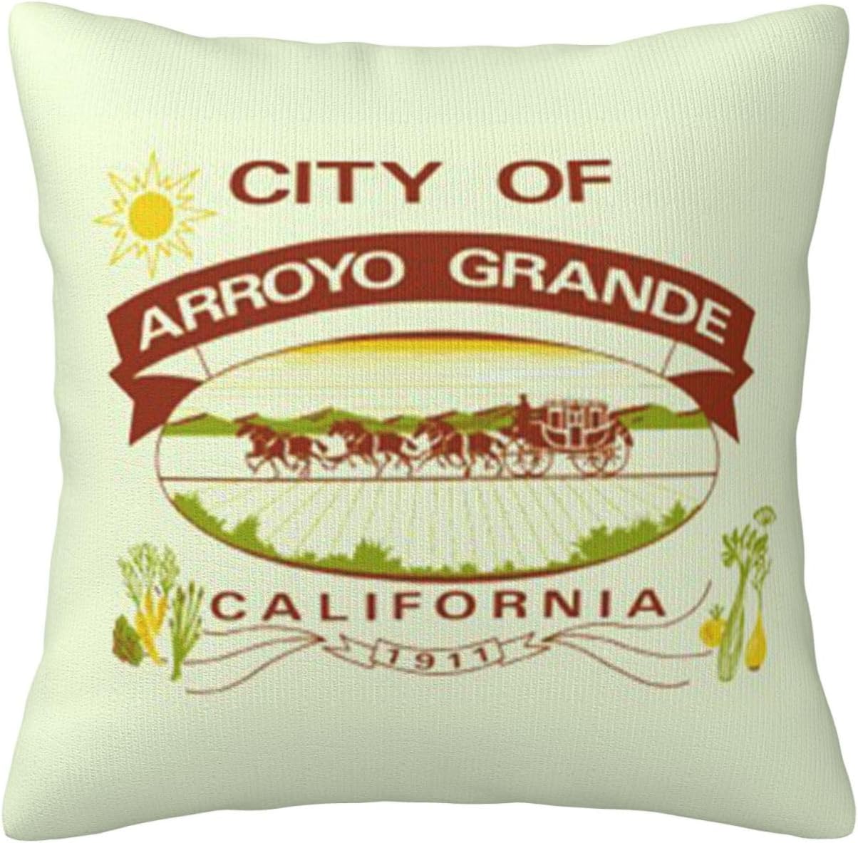 Flag of Arroyo Grande, California Throw Pillow Covers 18x18 Inch Double-Sided Plush Home Decor Pillow Cases Sofa Bedroom Living Room Pillow Cover