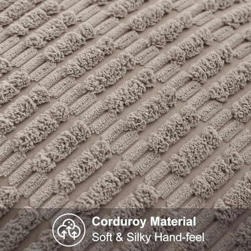 decorUhome Rust Fall Decorative Throw Pillow Covers 20x20 Set of 2, Soft Corduroy Striped Square Pillow Covers for Couch Living Room Bed Sofa