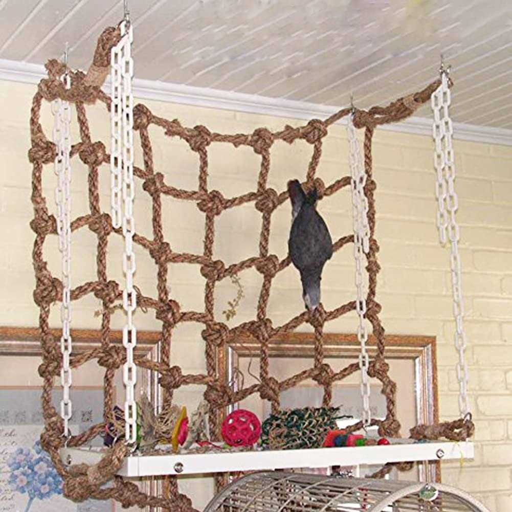 Bird Climbing Net Bird Toy Parrot Hanging Rope Swing Net Game Rope Ladder Chew Toy for Parakeet,Cockatiel,Cockatoo,Conure,Mini Macaw - Pet Supplies online store