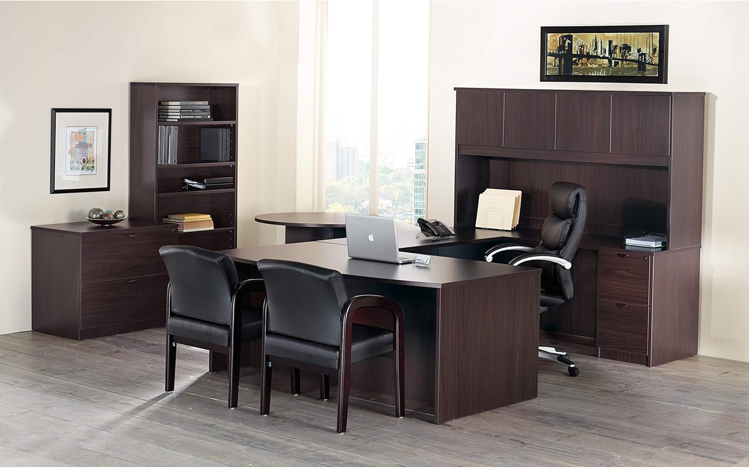 LLRPD3066LSPES - Lorell Prominence 2.0 Espresso Laminate Box/Box/File Left-Pedestal Desk - 3-Drawer