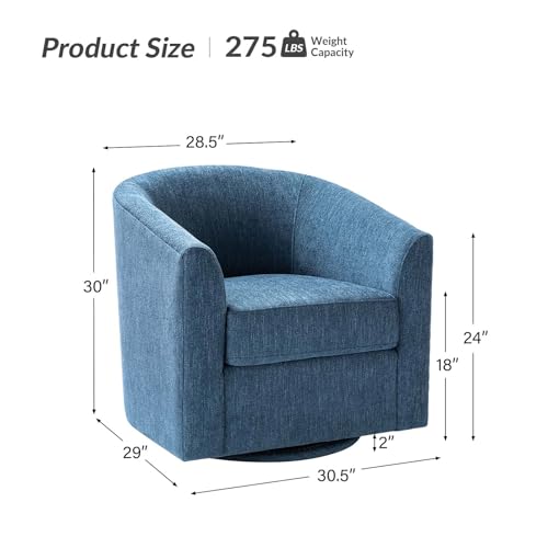 HULALA HOME Accent Barrel Chair, Modern Swivel Barrel Chair with Comfy Upholstery & Metal Base, 360° Swivel Lounge Barrel Round Armchair for Living Room/Bedroom/Home Office, Tan