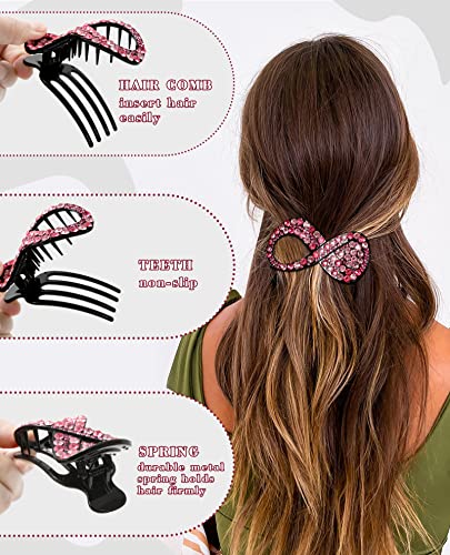 French Flat Hair Clips for Women - 6Pcs Flat Hair Claws for Thin Thick Hair Strong Hold No Slip Grip Hair Claw Clips for Women Girls (Matte Dark color(L:4.6 IN, W:1.97IN))