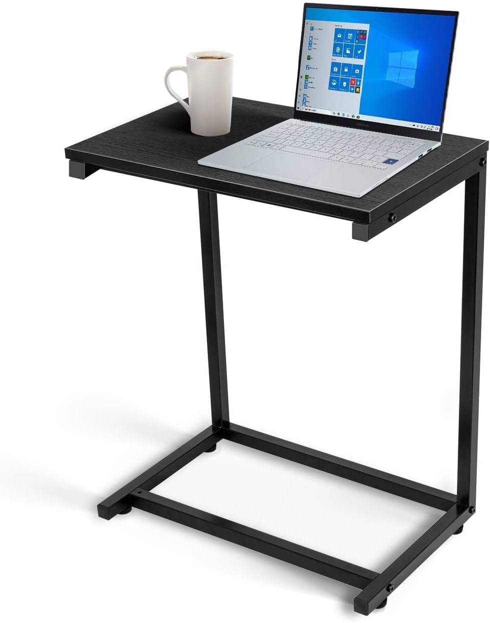 YSSOA Hardwood Surface C Shaped Sofa Side End Snack Desk, 13.75