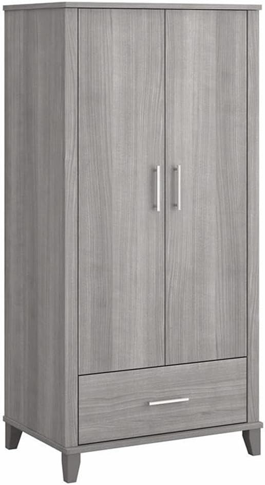Pemberly Row Large Armoire Cabinet in Platinum Gray - Engineered Wood