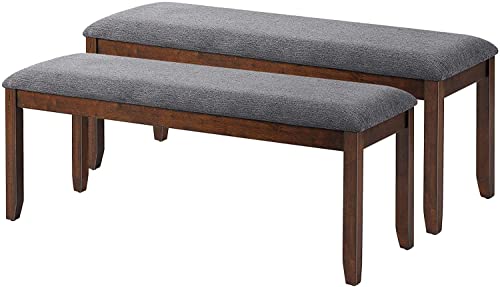 S AFSTAR Dining Table Bench, Upholstered Ottoman Bench w/Rubber Wood Frame, 47.5 x 15.5 x 19.5 Inches, Wooden Bench for Dining Room, Living Room, Hallway, Bedroom (1)
