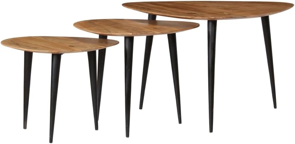 Coffee Table Set 3 Pieces,Dining Table,Garden Table,Hallway Table,Living Room Table,Accent Tables,Balcony Table,Kitchen Table,Vintage Style,for Living Room,Sitting Room,Apartment,Solid Acacia Wood