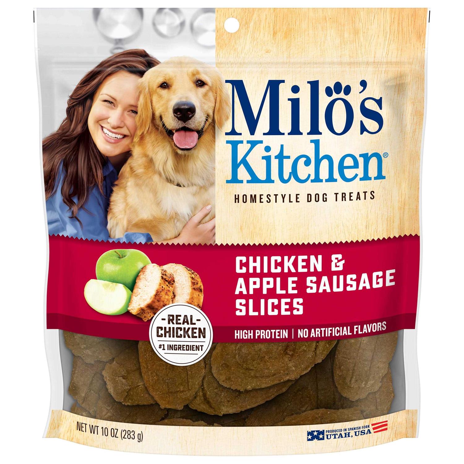 Milo's Kitchen Chicken & Apple Sausage Slices Dog Treats - Pet Supplies online store