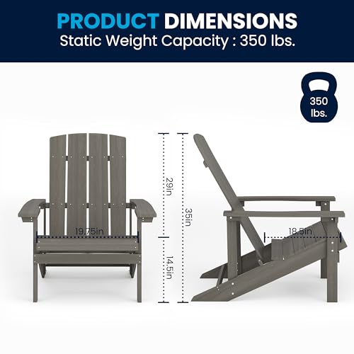 EMMA + OLIVER Outdoor Gray All-Weather Poly Resin Wood Adirondack Chair