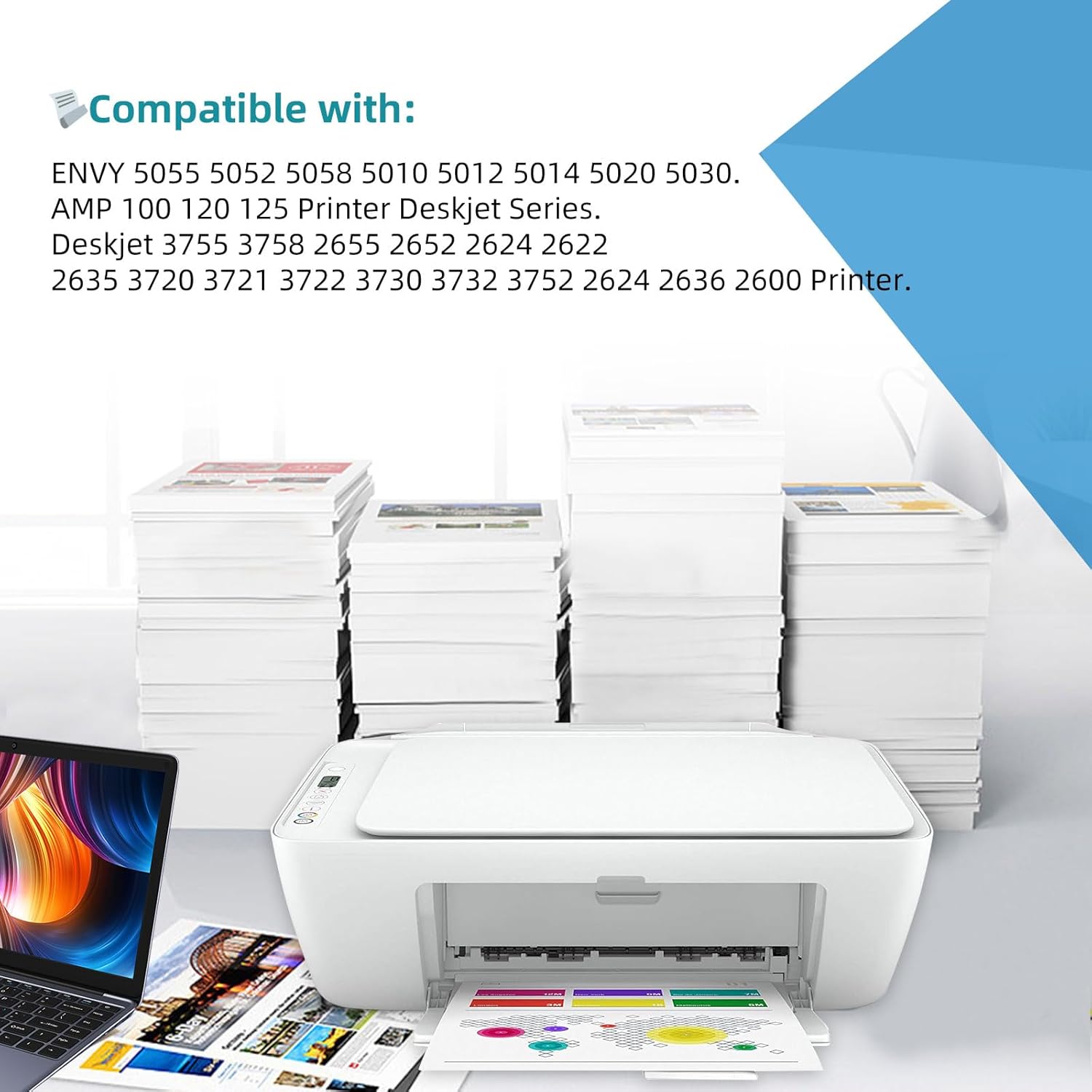 Remanufactured Ink Cartridge Replacement for HP Ink 65 XL 65XL Black Color Combo,HP65 XL,5055 5000 5052 5010 5070 5014 3755 3700 3772 2600 3752 2652 2655 2622 2640 Printer,BK Tricolor 2 Pack