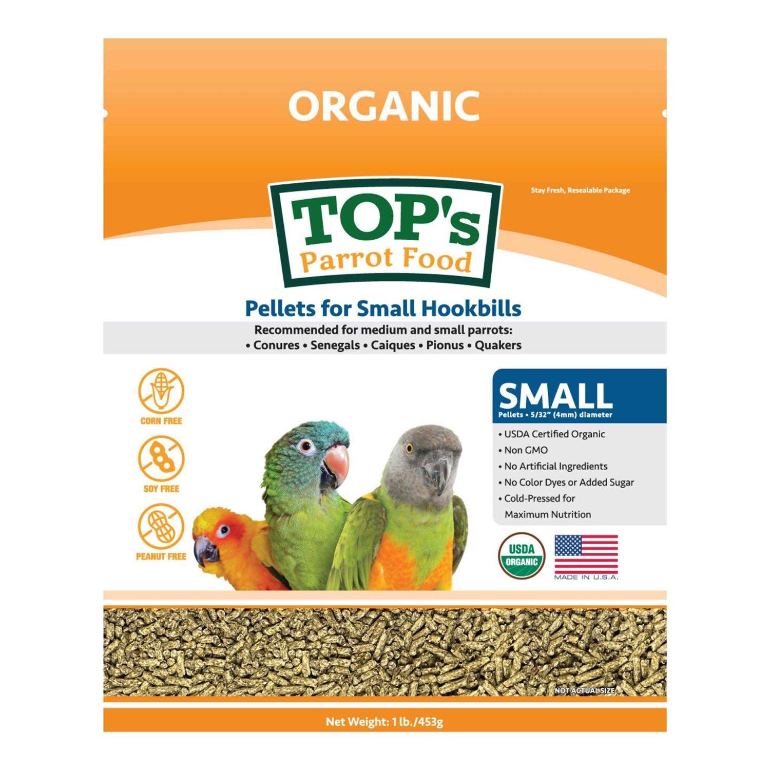 TOP's Parrot Food Organic Small Pellets - Pet Supplies online store
