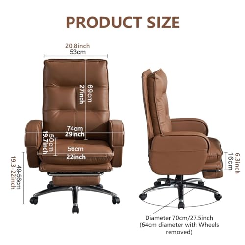 Massage Office Chair Executive Chair with Footrest Computer Desk Chair with 7-Point Massage,Leather High Back Swivel Office Desk Chair with Padded Armrest,Task Chairs with Wheels/Black
