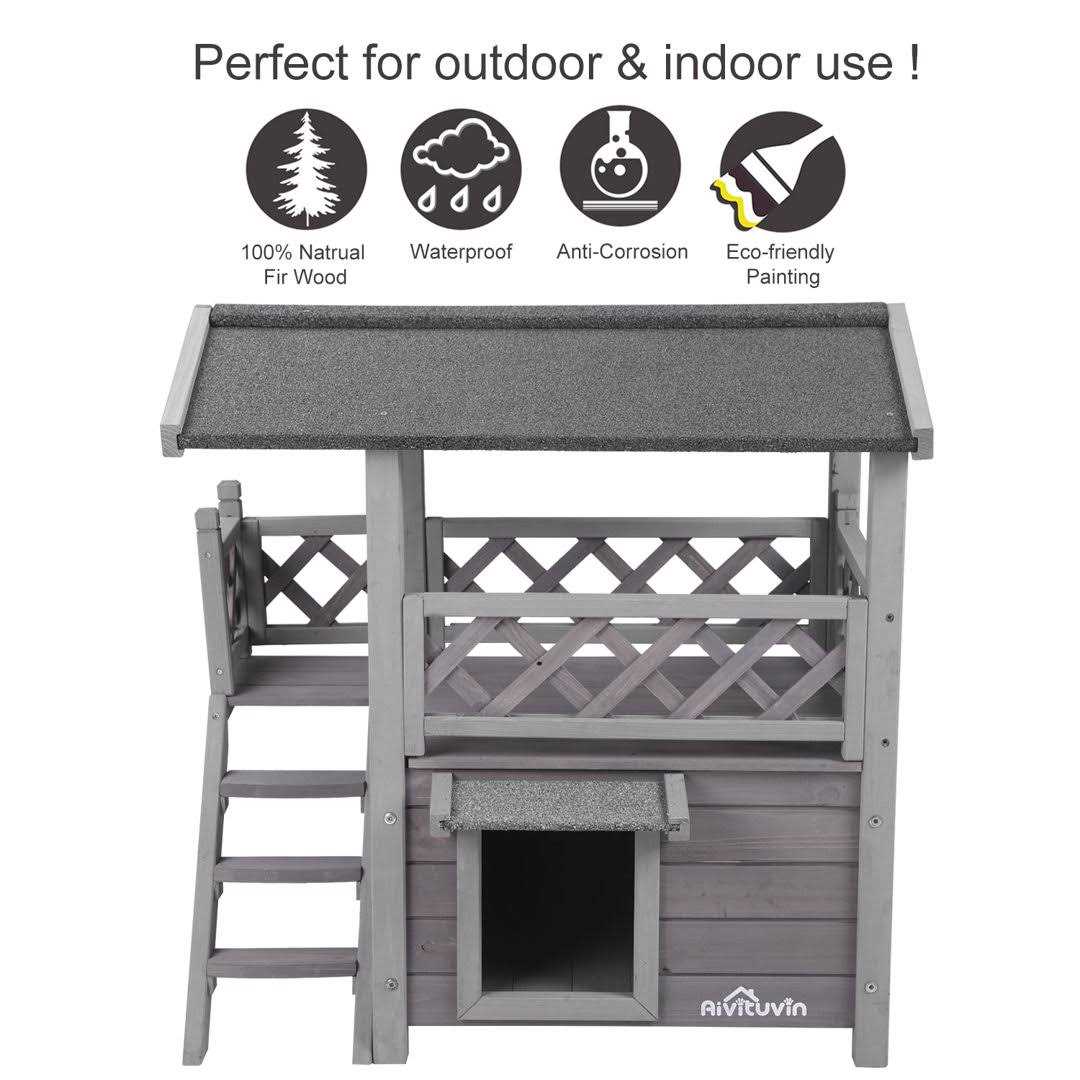 Aivituvin Outdoor & Indoor Cat House AIR09-B - Pet Supplies online store