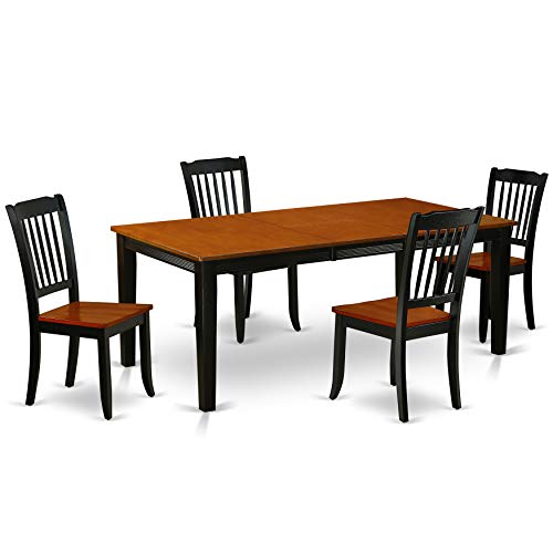 East West Furniture QUDA9-BCH-W 9 Piece Modern Set Includes a Rectangle Wooden Table with Butterfly Leaf and 8 Dining Room Chairs, 40x78 Inch