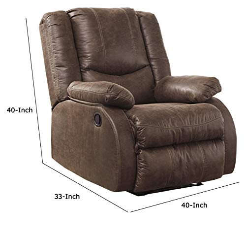 Benjara Wooden Zero Wall Recliner with Pillow Top Arms and Tufted Back, Gray