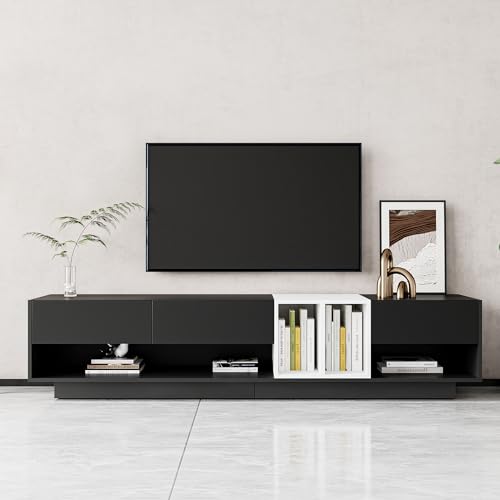 Modern TV Stand for 60+ Inch TV, Entertainment Center TV Media Console Table, TV Cabinet with Metal Handles and Legs, TV Console Cabinet Furniture for Living Room (Navy Blue,18)