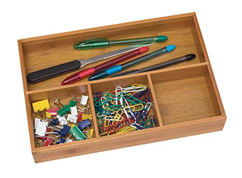 Lipper International 824, Bamboo Wood 4-Compartment Organizer Tray, 11 5/8