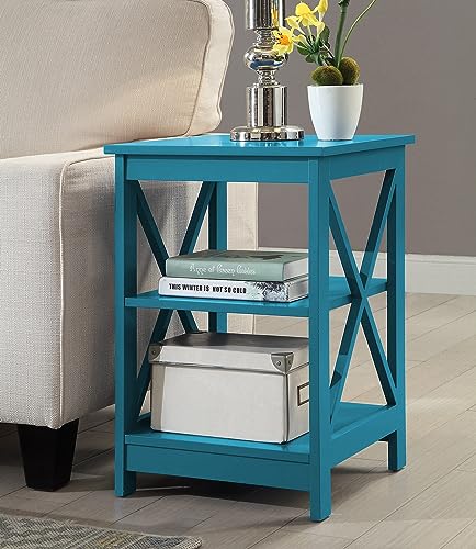 Convenience Concepts Oxford End Table with Shelves, Blue