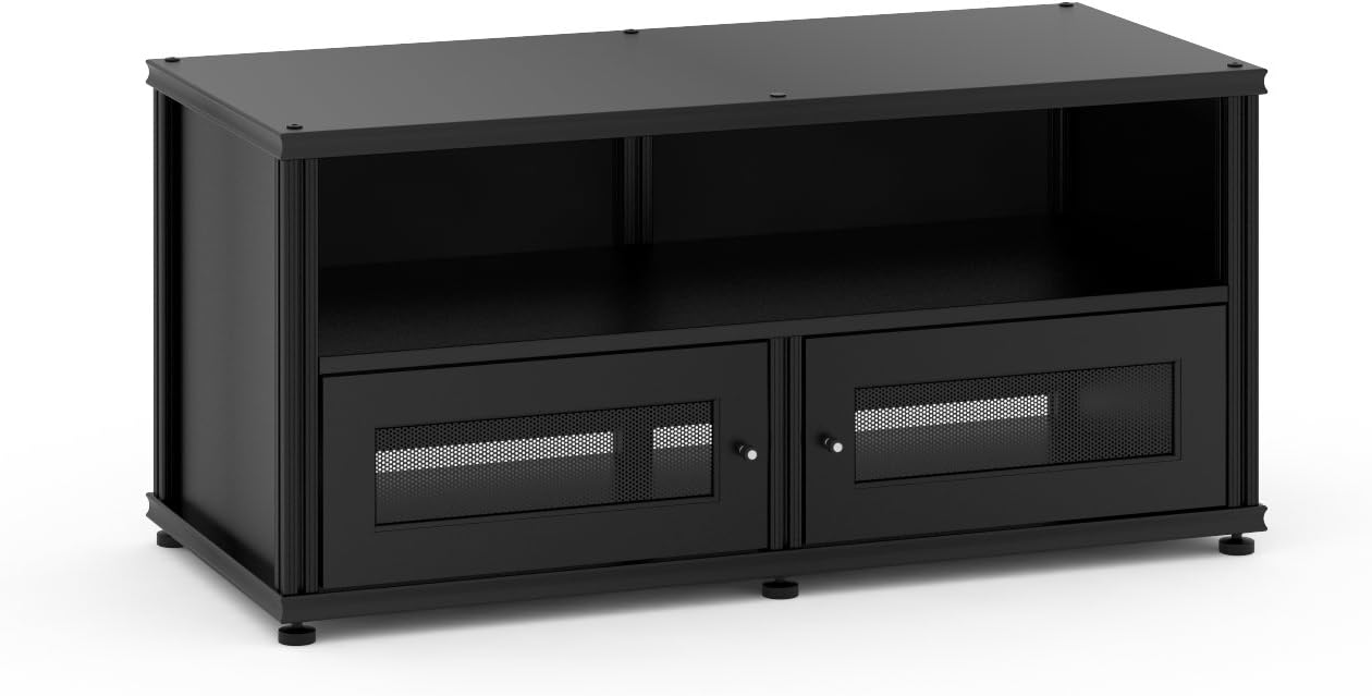Salamander Synergy 229 Two Shelf A/V Cabinet with Doors and a Center Channel Opening (Black)