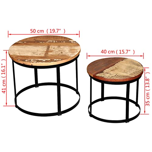 Two Piece Coffee Table Set Solid, Wood Round 15.7
