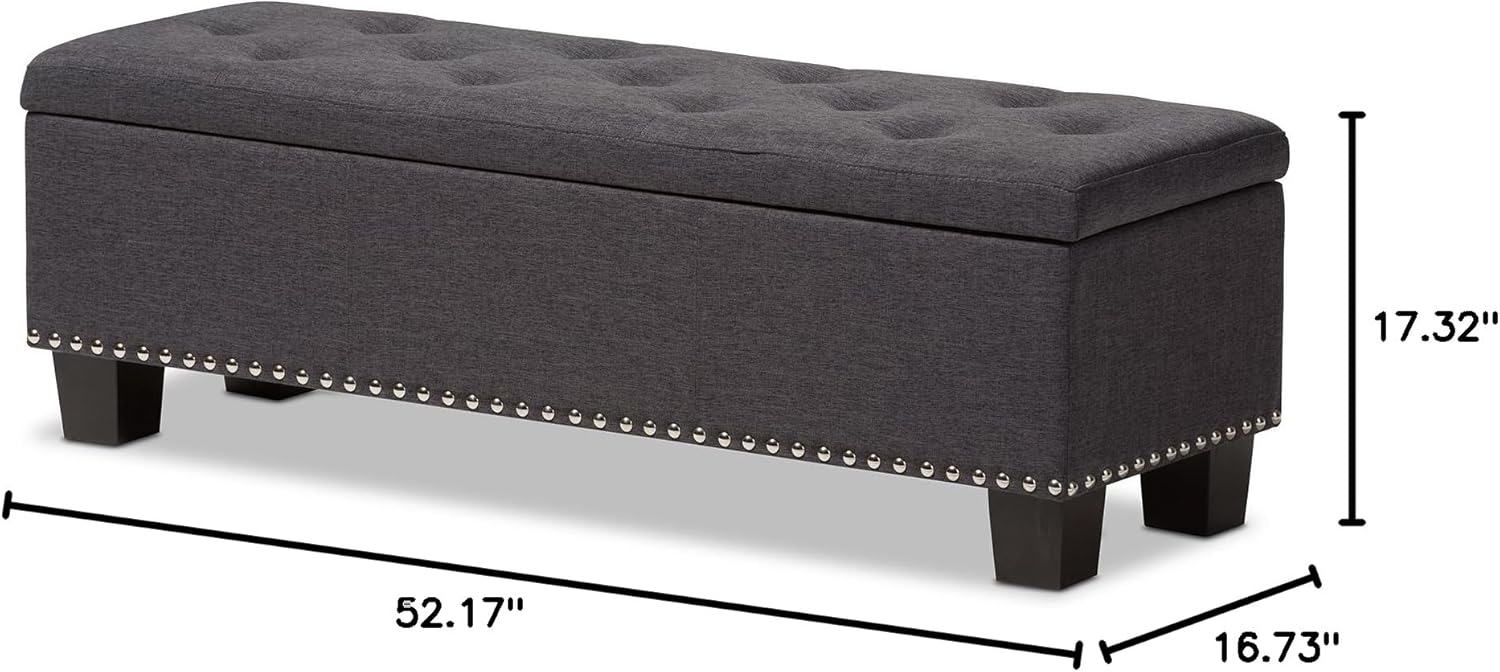 Baxton Studio Sandrine Modern and Contemporary Dark Grey Fabric Button-Tufting Storage Ottoman Bench