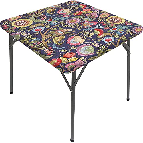 Paisley Square Table Cove, Paisley Style Textures, Elastic Edge, Suitable for Table Decoration, Buffet and Camping, Fit for 62