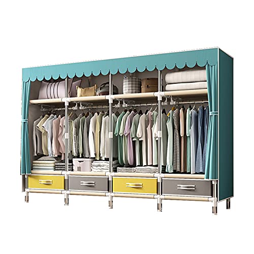 Open Wardrobe,Simplicity Fabric Canvas Cupboard Three Layers Storage Cupboard with Partition,Hanging Area,Storage Cubic Drawer(Size:170 * 45 * 150CM,Color:B) (C 170 * 45 * 100CM)