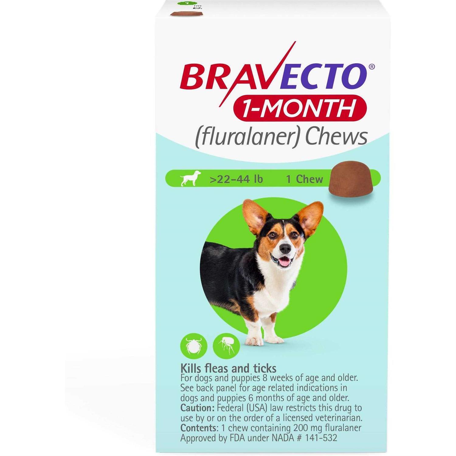 Bravecto 1-Month Chews for Dogs 22-44 lbs - Pet Supplies online store